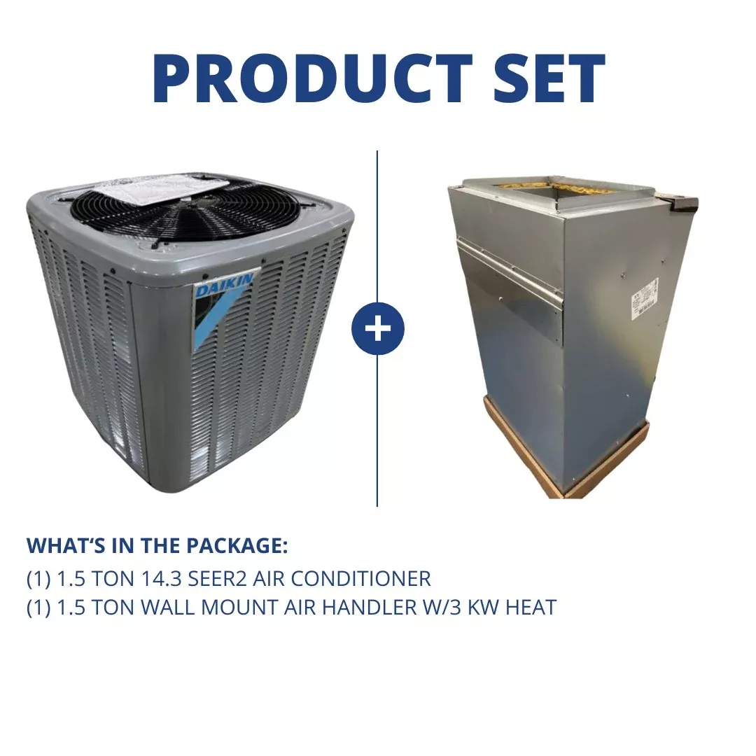 1.5 Ton 14.3 SEER2 Air Conditioner and 1.5 Ton Wall Mount Air Handler