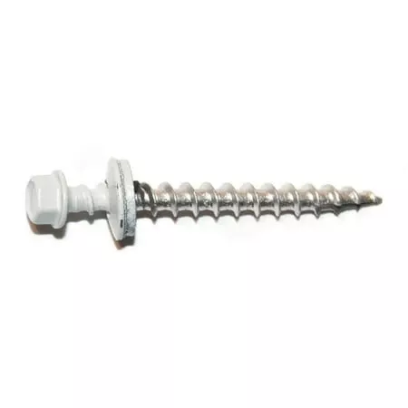 #10 X 2 Painted White Steel Hex Washer Head Type 17 Pole Barn Self-drilling Screws