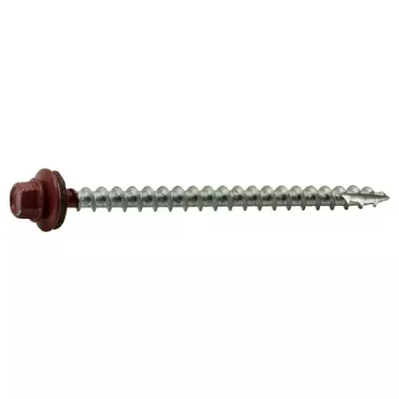 #10 X 3 Red Painted Steel Hex Washer Head Self-drilling Pole Barn Screws