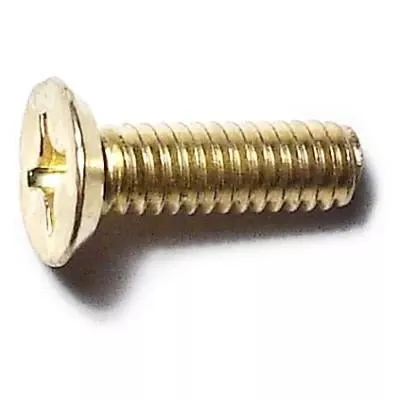 #12-24 X 3/4 Brass Plated Phillips Undercut Machine Screws - Steel Coarse Thread