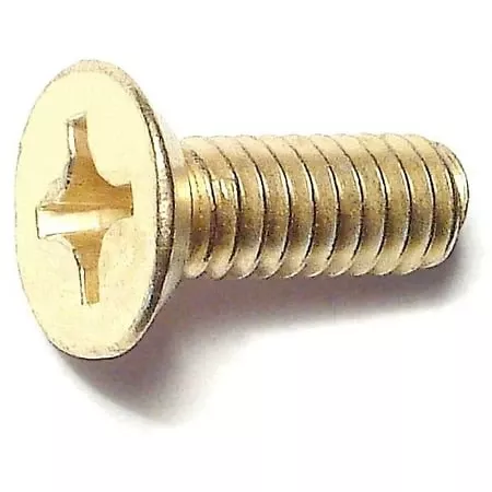 #12-24 X 5/8 Brass Plated Phillips Undercut Machine Screws - Steel Coarse Thread