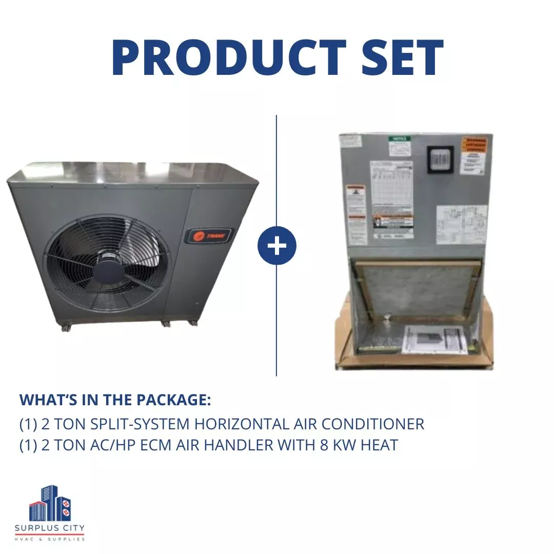2 Ton 16 SEER Horizontal AC And 2 Ton Wall Mount Air Handler With 8 KW