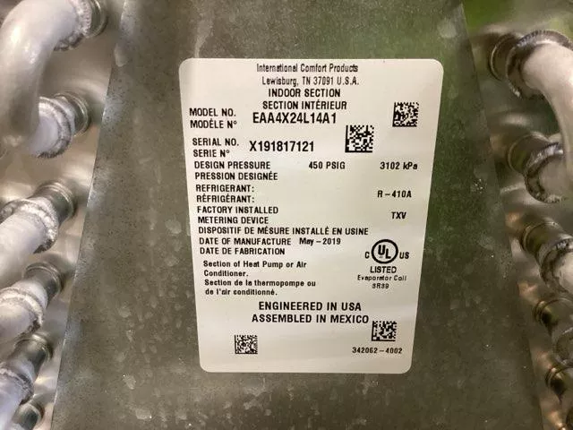2 Ton AC/HP Upflow/Downflow Uncased A Coil, R410A CFM 1000
