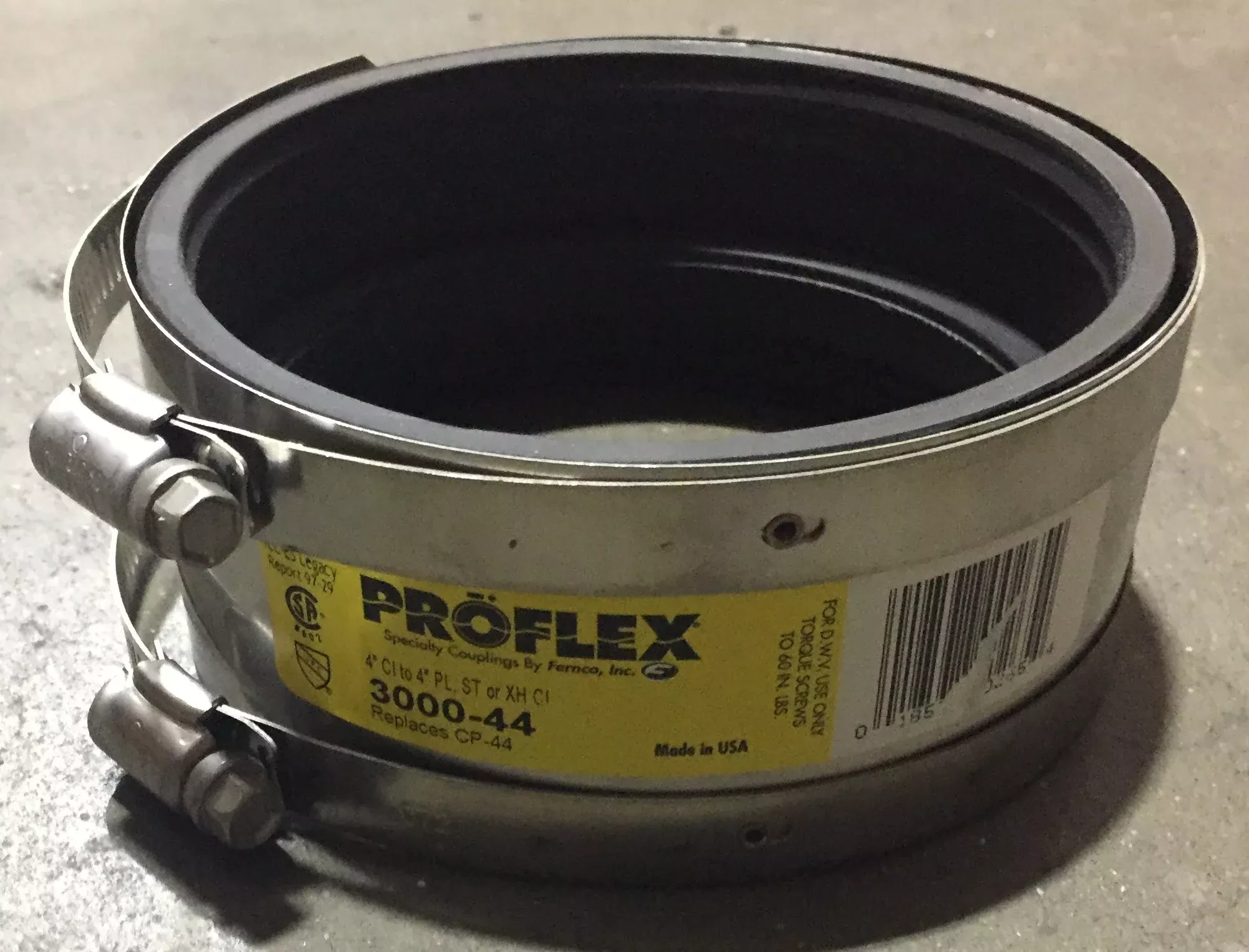 4" CL X 4" PL Fernco Coupling