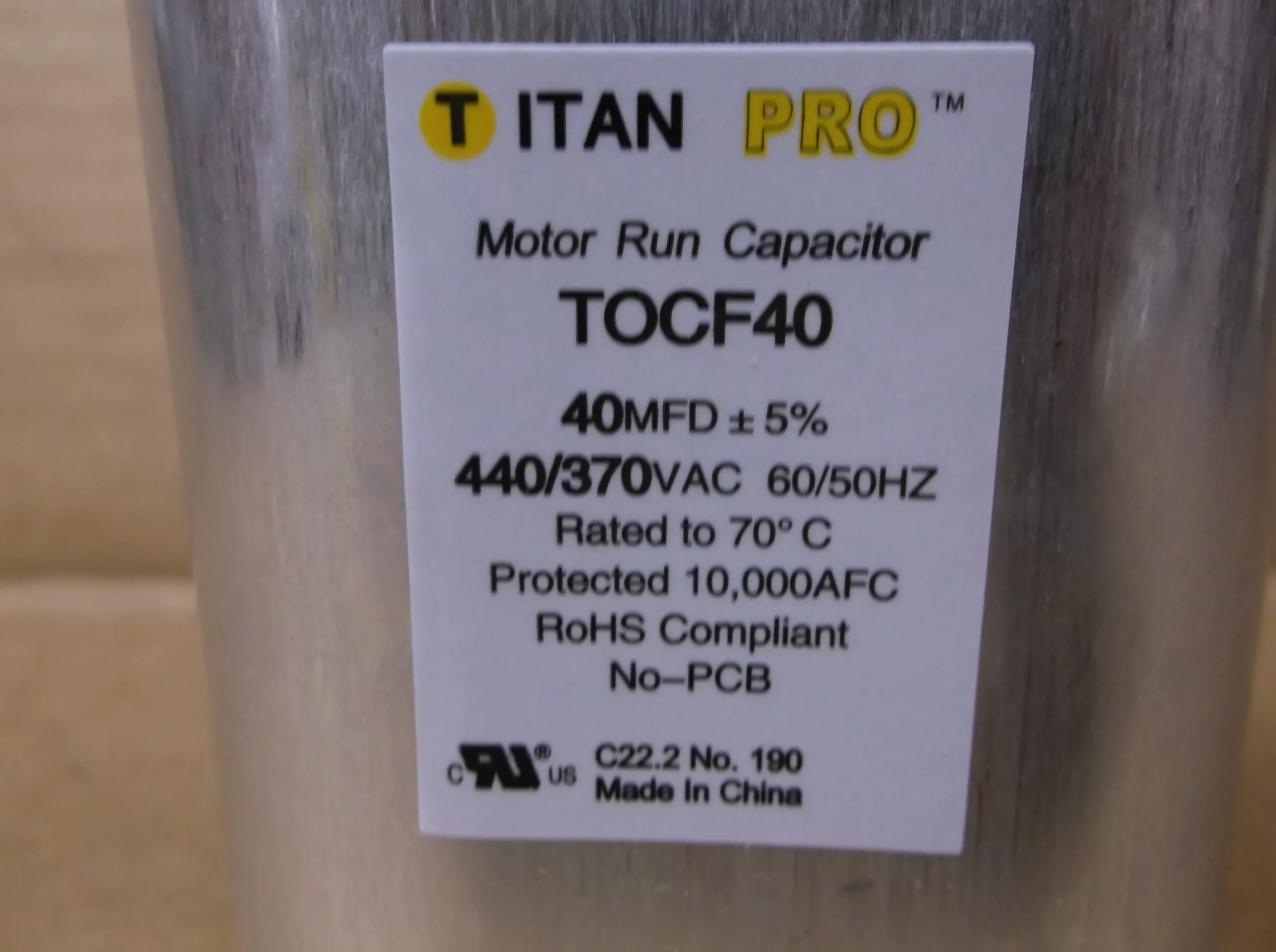 40MFD X 440/370VAC Oval Run Capacitor