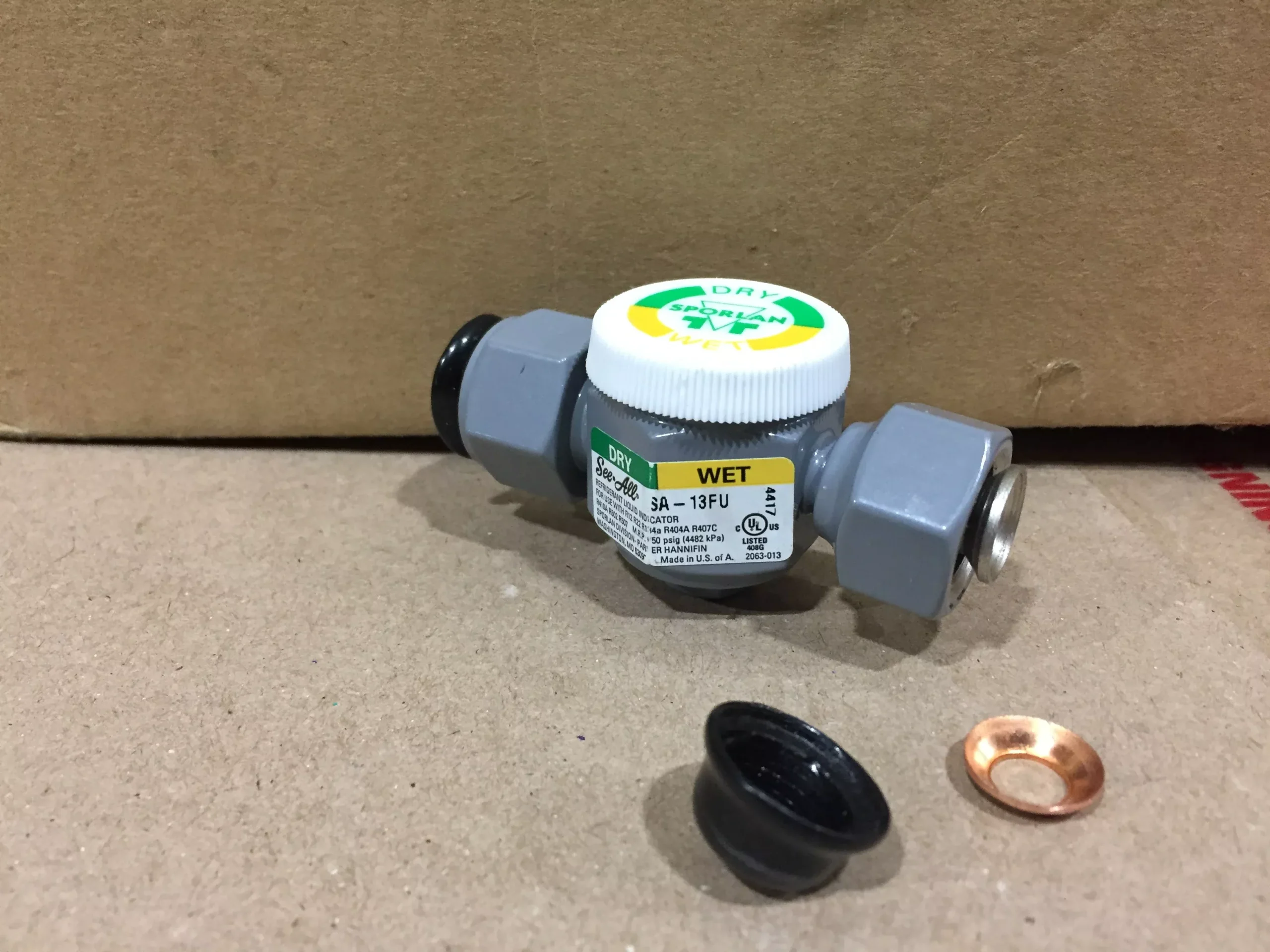 5/8" THREADED SIDES, MOUSTURE LIQUID INDICATOR