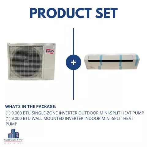 9,000 Btu Single-Zone Inverter Mini-Split Heat Pump Set, 115/60/1 R-41
