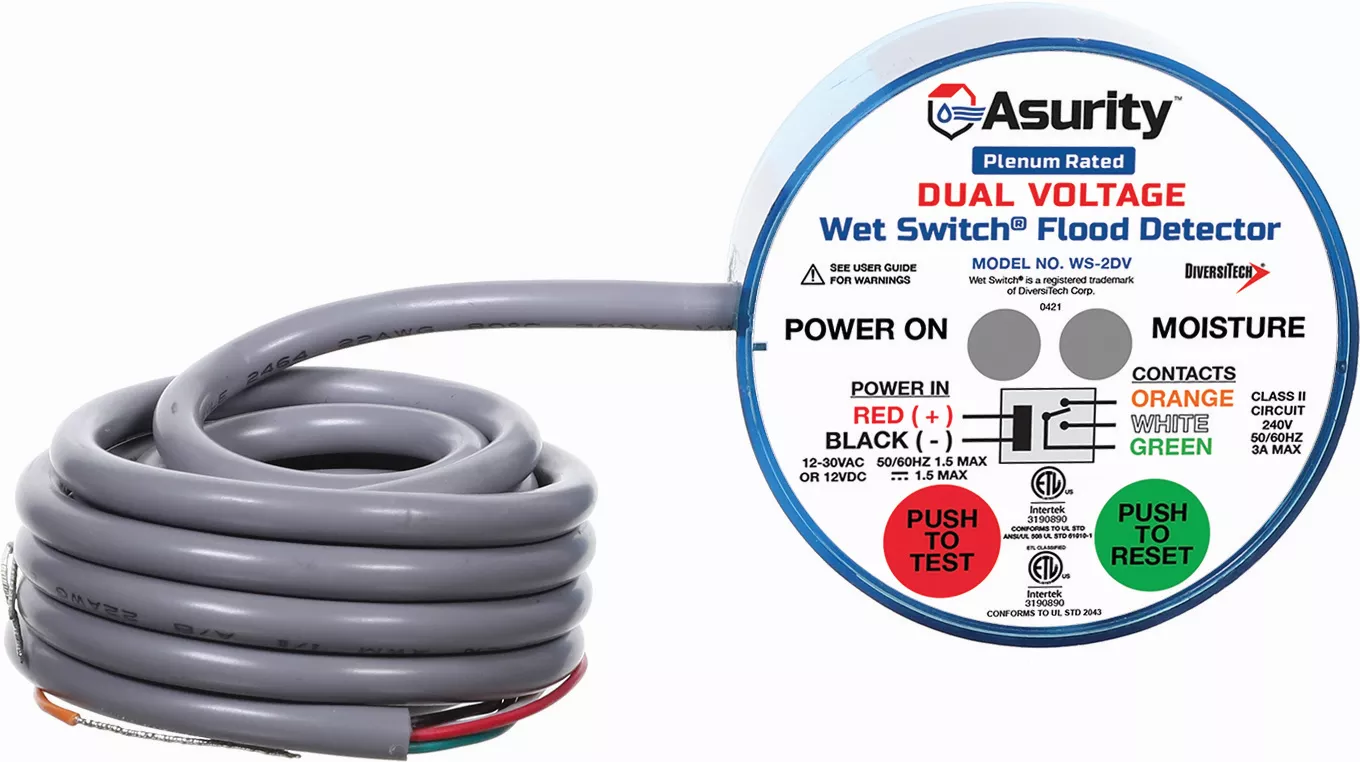 Asurity WS-2DV Wet Switch Flood Detector, Dual Voltage, Dual Isolated Control Signals