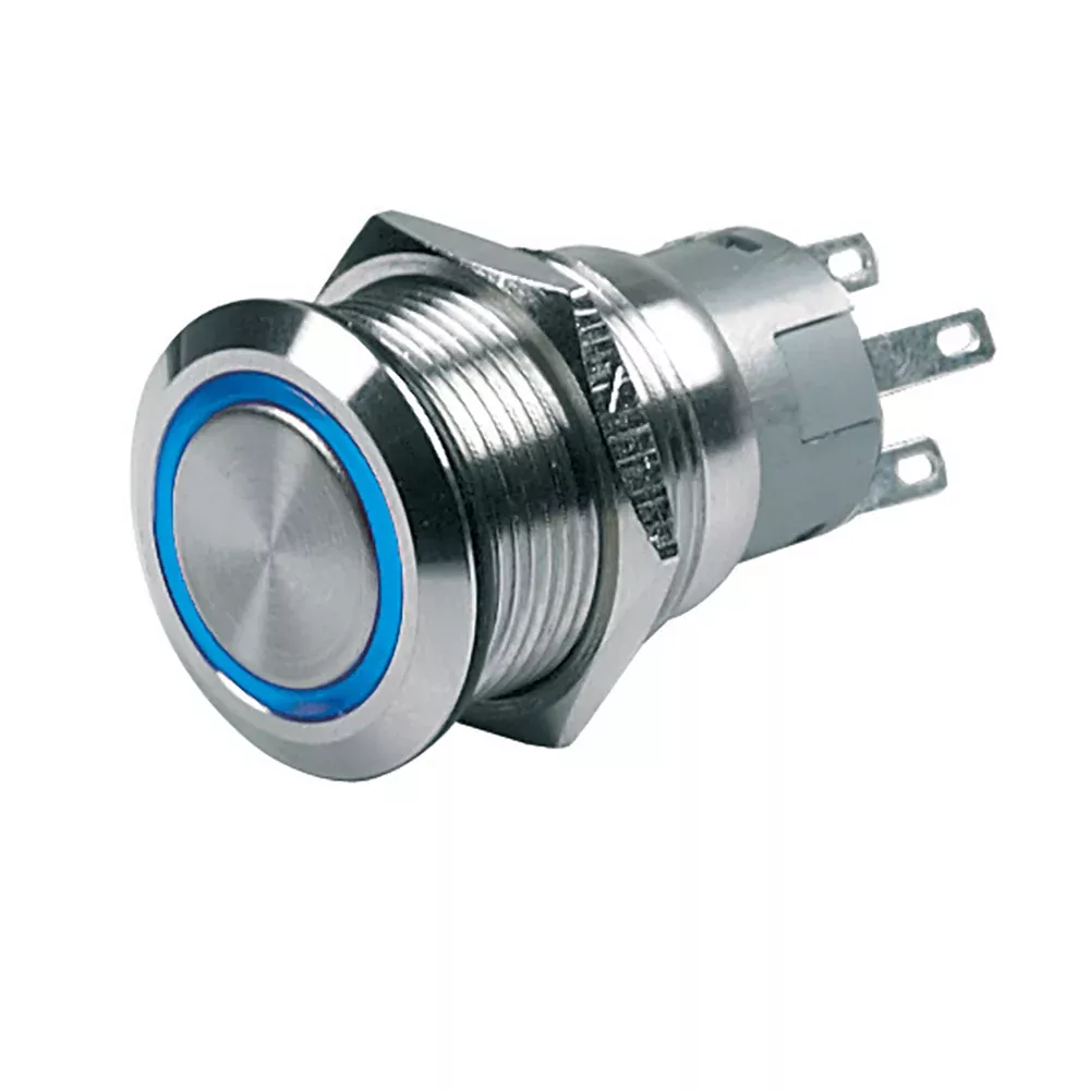 BEP PushButton Switch 12V Momentary OnOff Blue LED 80511000400