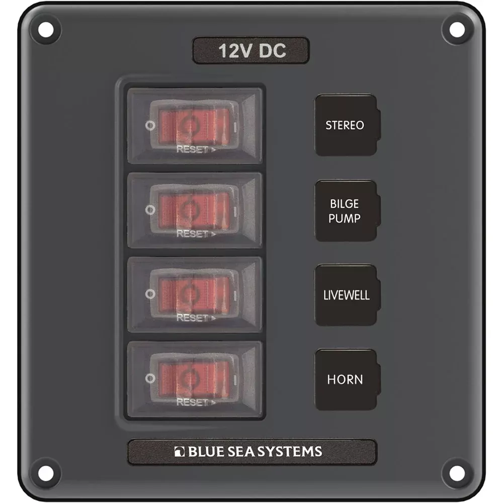Blue Sea 4320 Circuit Breaker Switch Panel 4 Position Gray 4320