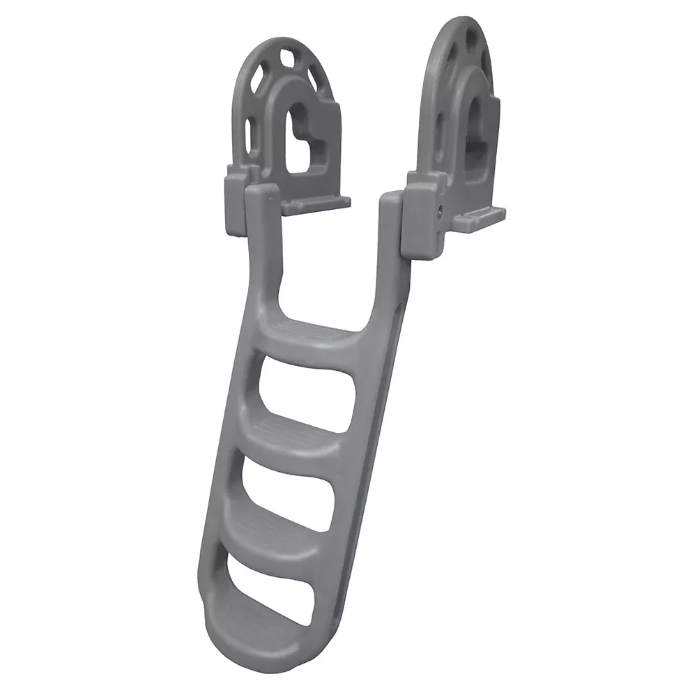 Dock Edge Stand-Off Flip-Up Polyethylene Roto Molded 4-Step Dock Ladde