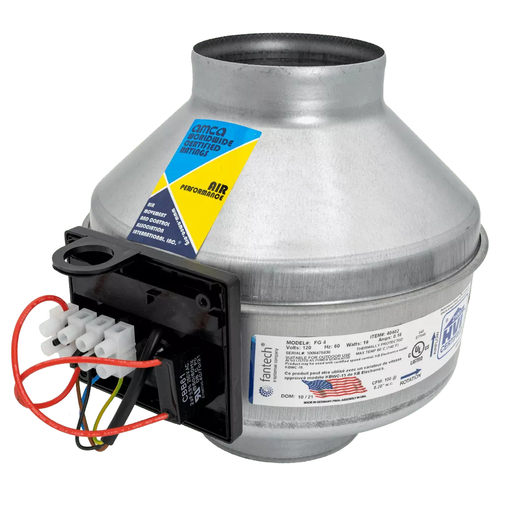 Fantech FG-4 4in Multi-Purpose Centrifugal Duct Fan, 120V
