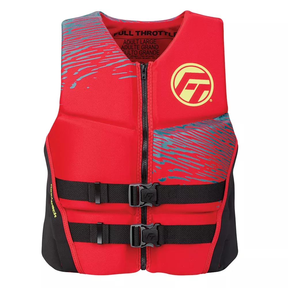 Full Throttle Men's Rapid-Dry Flex-Back Life Jacket - L - Red/Black [1