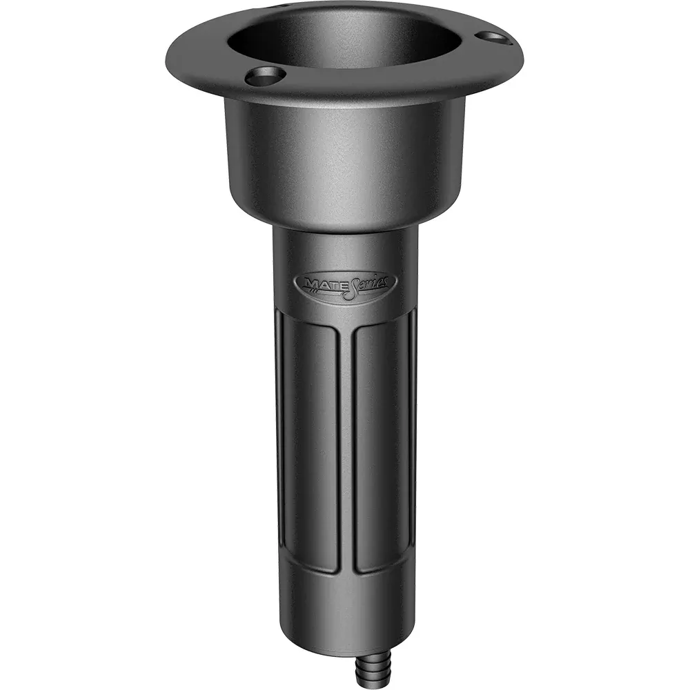 Mate Series Plastic 0 Rod Cup Holder - Drain - Round Top - Black [P100