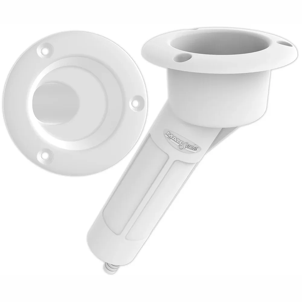 Mate Series Plastic 30 Rod Cup Holder - Drain - Round Top - White [P10