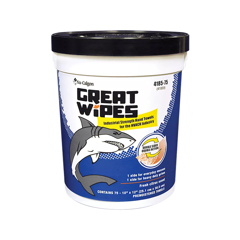 Nu-Calgon 4185-75 Great Wipes HVAC Hand Wipes - 75 Count