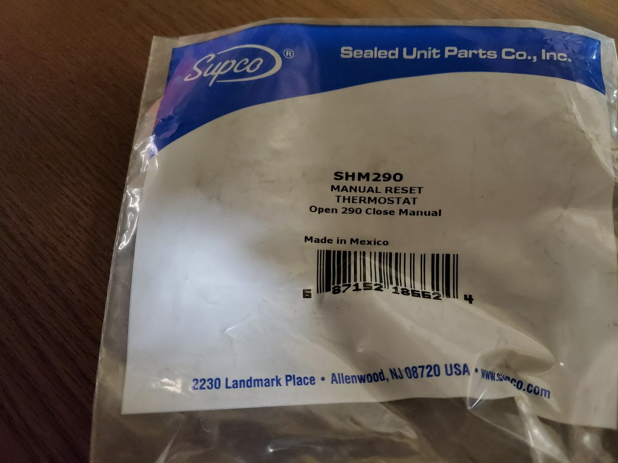 OPEN 290 MANUAL RESET LIMIT THERMOSTAT