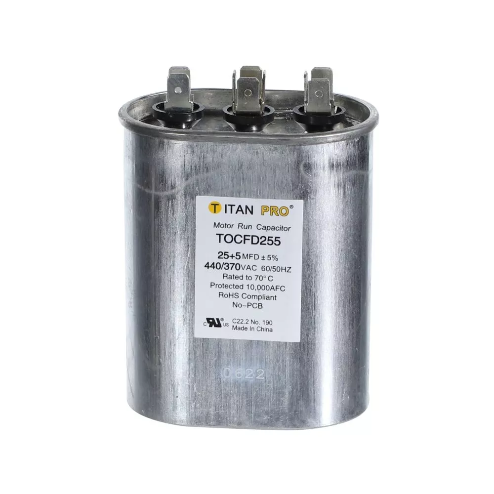 Packard TOCFD255 Titan ProCap 25+5 MFD, 440/370V, Oval Dual Run Capacitor