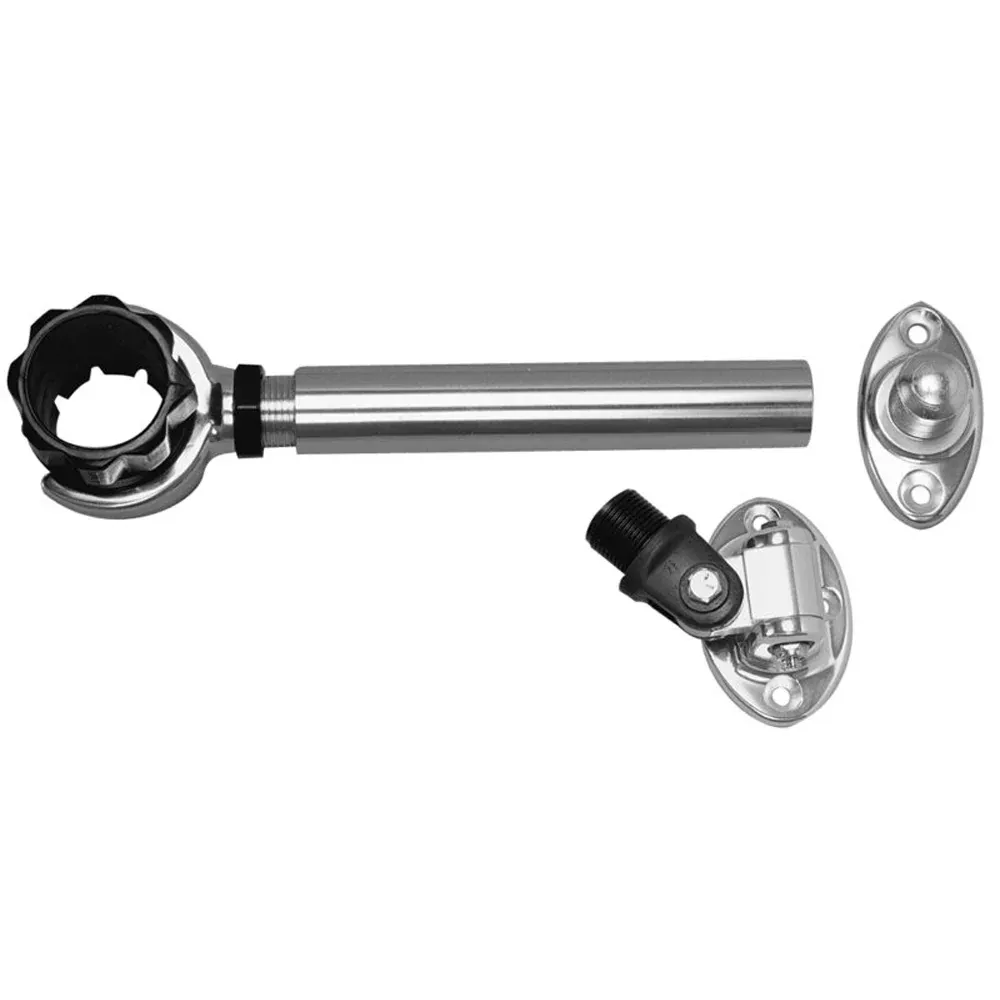 Rupp Threaded Antenna Support w/6" Flat Mount, Oval 4-Way Base & 1.5"