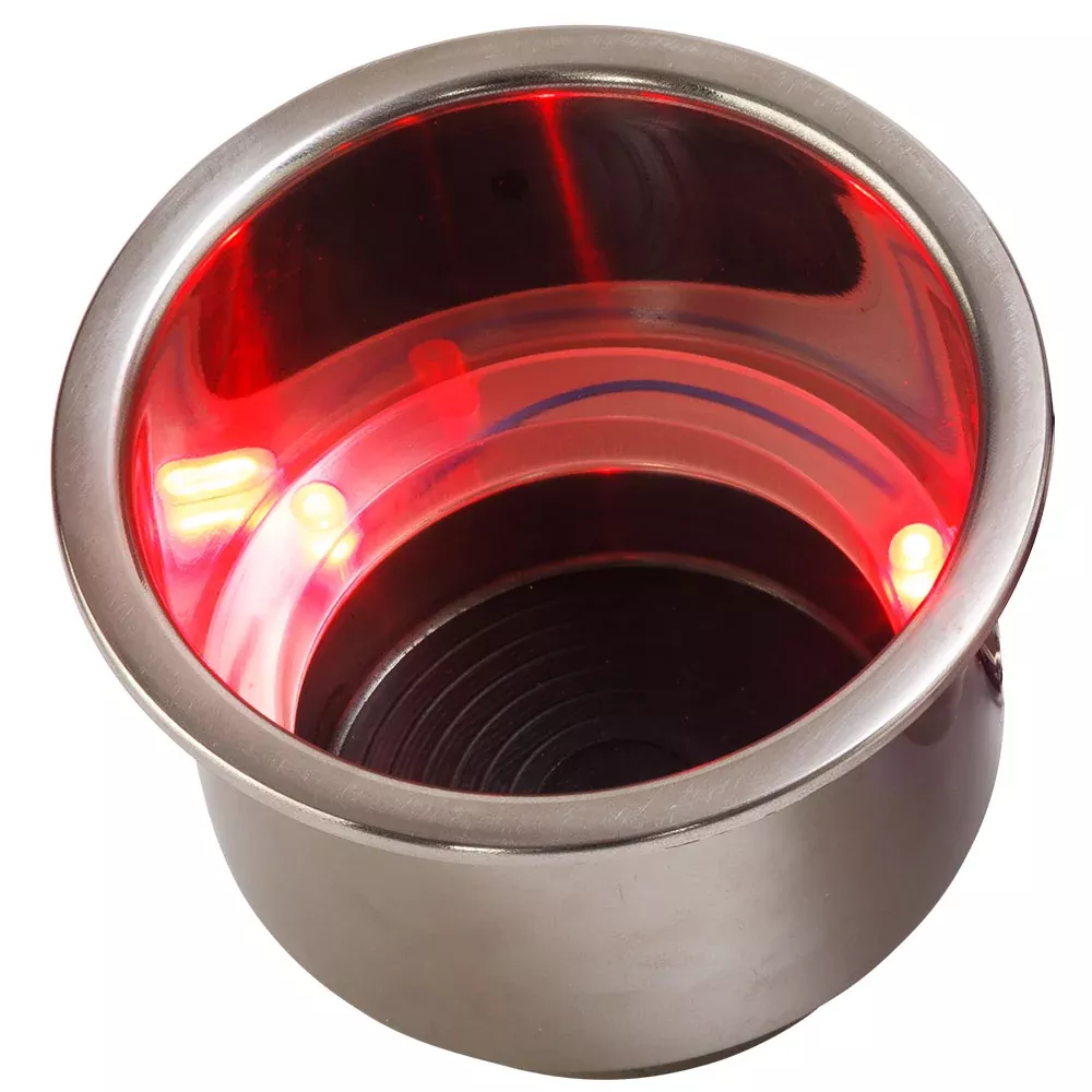 Sea-Dog LED Flush Mount Combo Drink Holder w/Drain Fitting - Red LED [