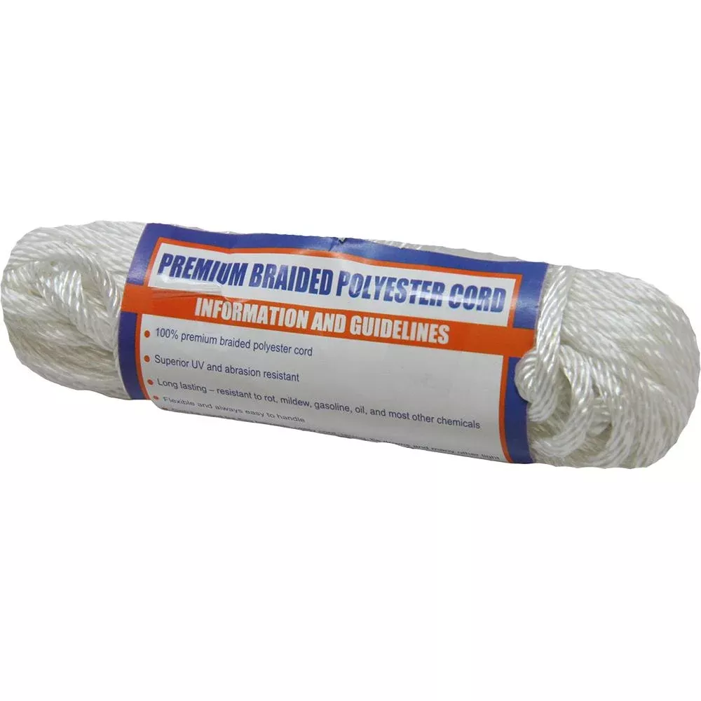 Sea-Dog Solid Braid Polyester Cord Hank - 1/8" x 50' - White - 3033030