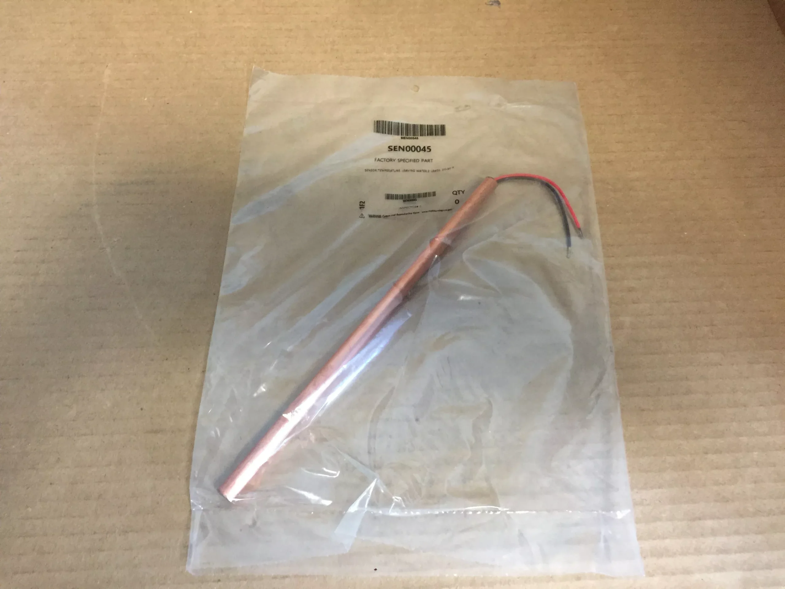 Sensor; Temperature, Leaving Water, 2 Leads, 20-90F