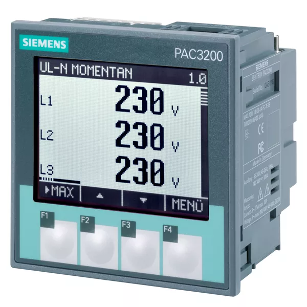 Siemens 7KM21120BA003AA0 690/400 VAC/110 to 340 VDC 1/5 Amp Panel Mount LCD Power Monitoring Device