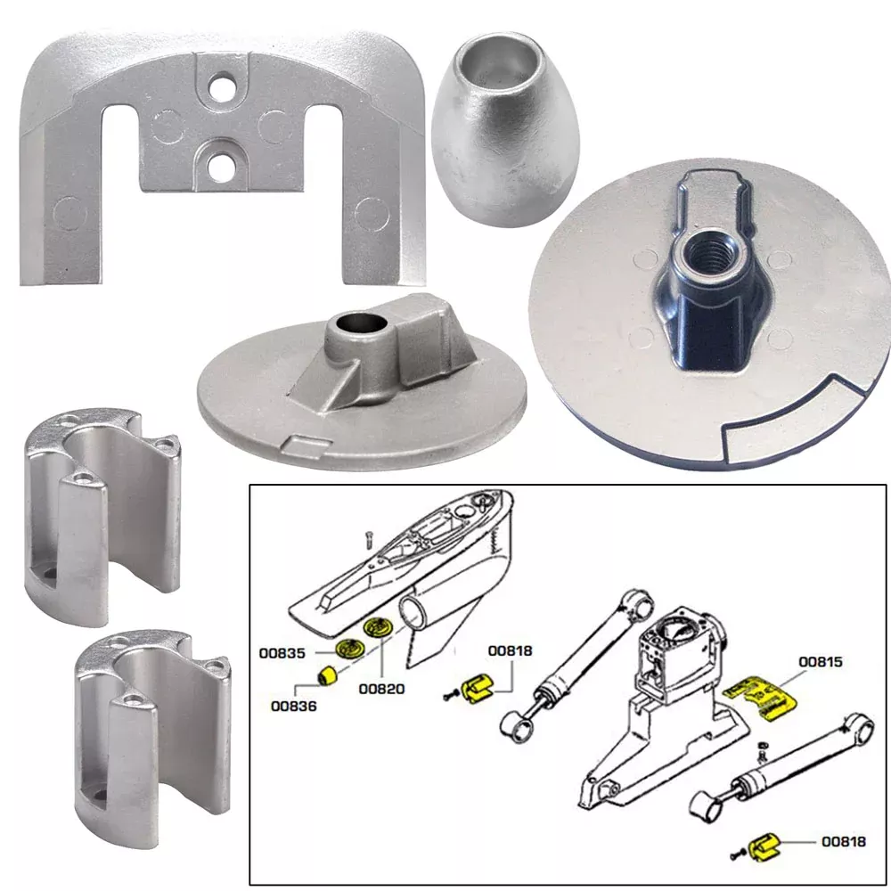 Tecnoseal Anode Kit w/Hardware - Mercury Bravo 3 2004-Present - Magnes