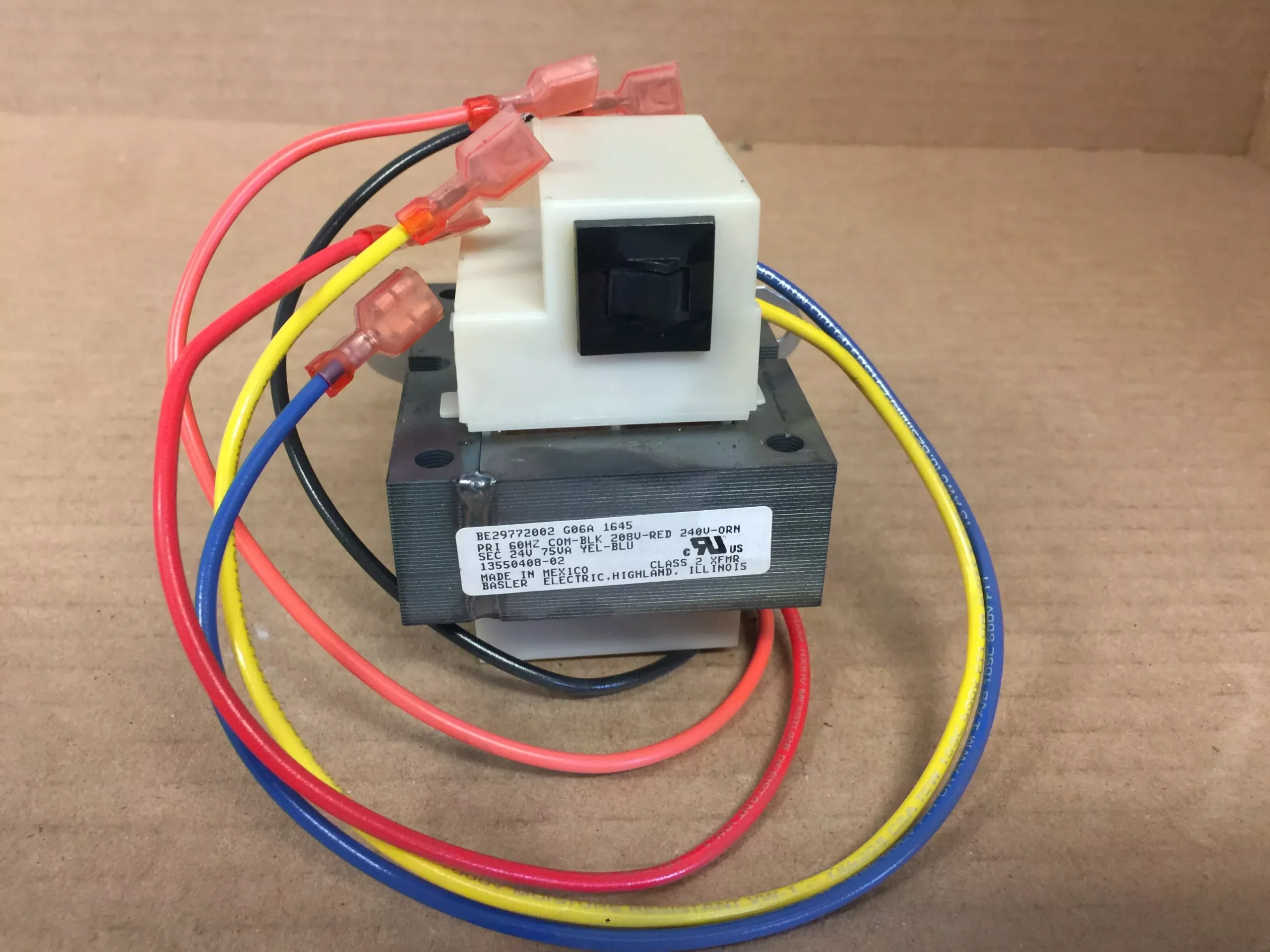 Transformer; Class 2, 75VA, 208/240V Pri, 24V Sec