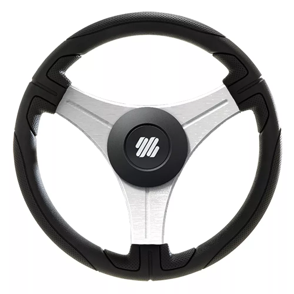 Uflex Ustica 13" Steering Wheel - Black - Polyurethane w/Silver Spokes