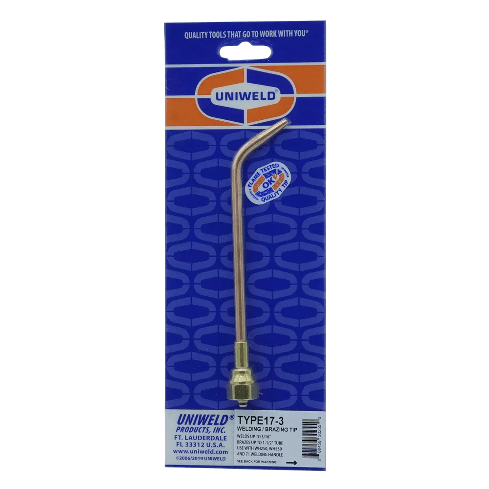 Uniweld TYPE17-3 Welding Tip, V-Style, 1/8"-3/16" Weld Thickness