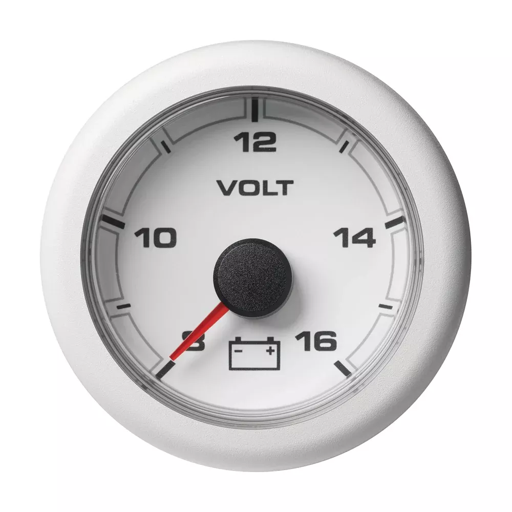 Veratron 52MM 2116 OceanLink Battery Voltage Gauge 8 to 16V White Dial Bezel A2C1066110001