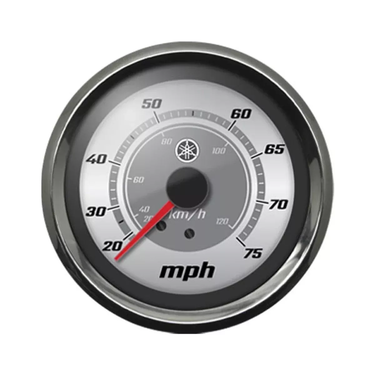 Yamaha Speedometer 0-75mph Chrome Bezel Classic Silver Face