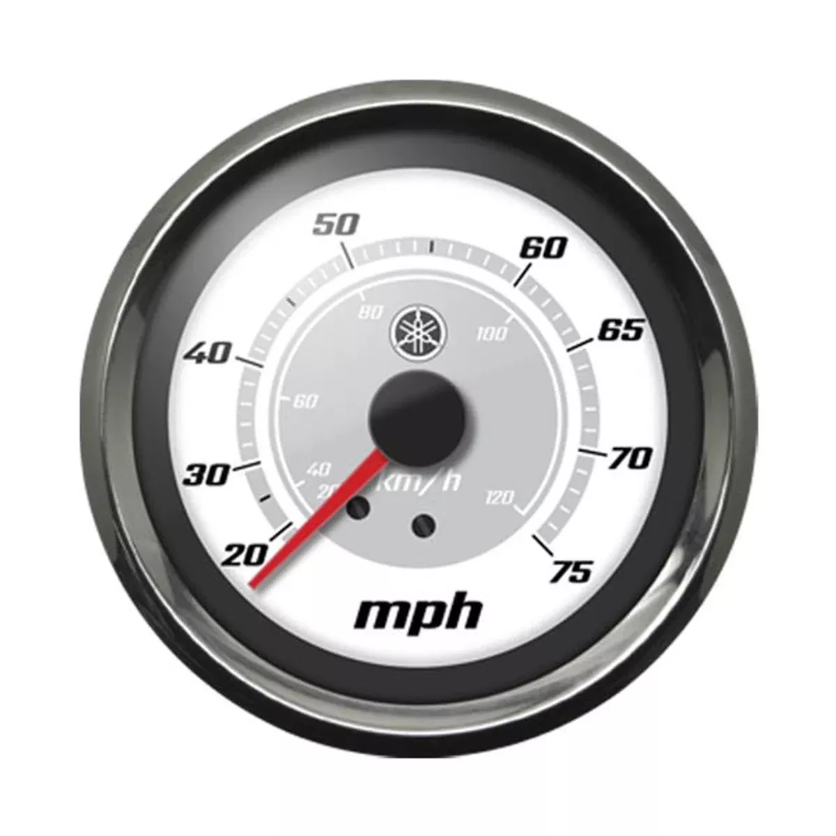 Yamaha Speedometer 0-75mph Chrome Bezel Classic White Face
